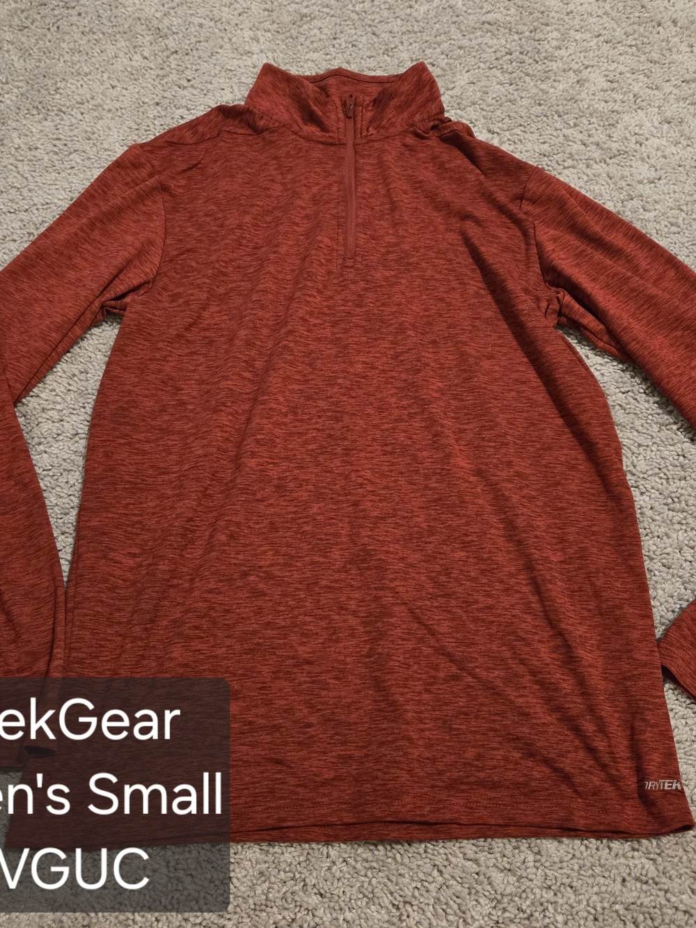 tek gear Men's Heathered Rust Red Quarter-Zip Performance Pullover
